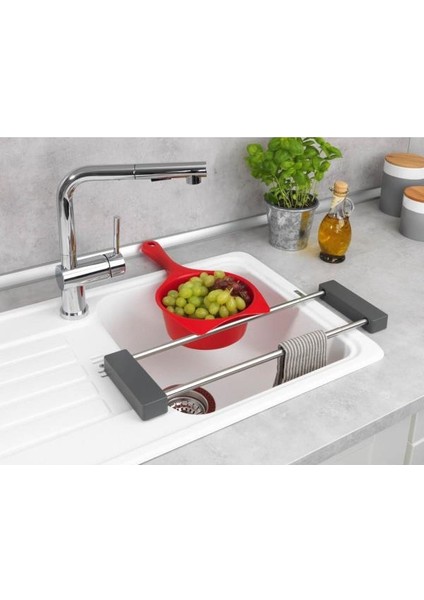 Gbmotion Gri Renk Ayarlanabilir Çok Fonksiyonlu Lavabo Düzenleyici – Kesme Tahtalı, Süzgeçli ve Raflı Sistem 43,5 - 77,5 cm (Ayarlanabilir Uzunluk) indirimleri
