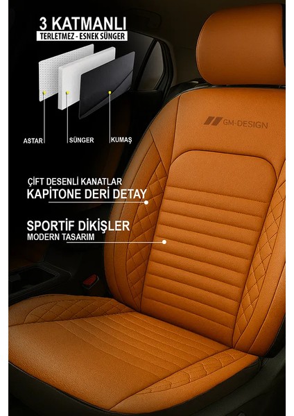 Fiat Regata Weekend 80 Turbo Diesel 1.9 (80 Hp) 1989 Uyumlu Deri Oto Kılıfı Tam Set Turuncu fiyatları