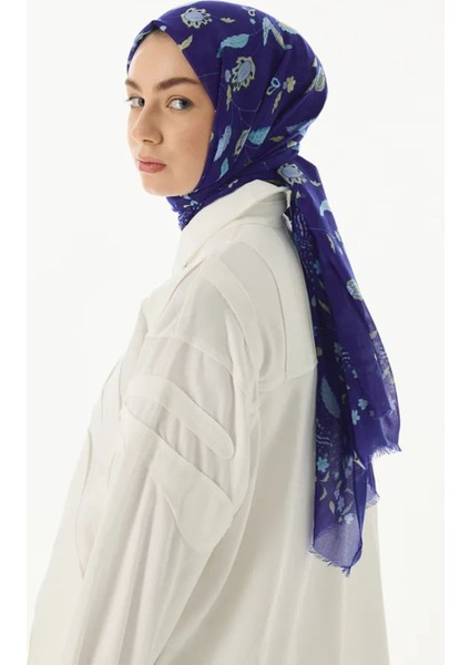 Lina Nine Desen Saks Mavi Pamuklu Şal fiyatları