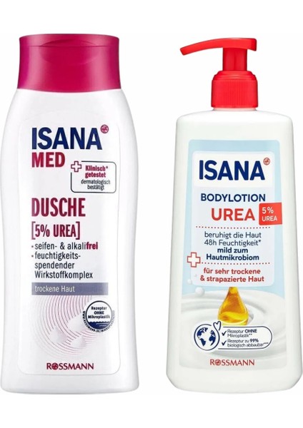 Med Duş Jeli %5 Üre Nemlendirici 250 ml + Vücut Losyonu %5 Üre 300 ml