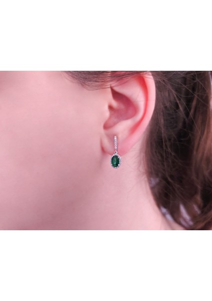 Oval Zümrüt ve Pırlanta Taşlı Küpe 0403E0004 fiyatları