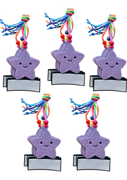 Lila - Yıldız Floş Ipli Askılı Yaka Isimliği Keçe