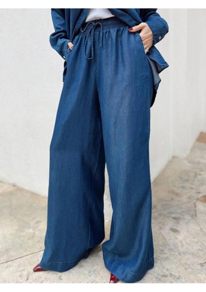 Kadın Mavi Denim Gömlek Pantalon Takım modelleri