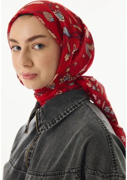 Lina Nine Desen Kırmızı Pamuklu Şal indirimleri