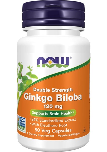 Foods Supplements, Ginkgo Biloba(Mabet Ağacı) Supports Brain Health 120MG Double Strength 50 Veg