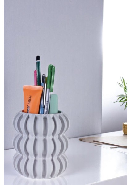 Kalemlik Masa Kalemliği Organizer Kalemlik Beyaz Renk Model 75