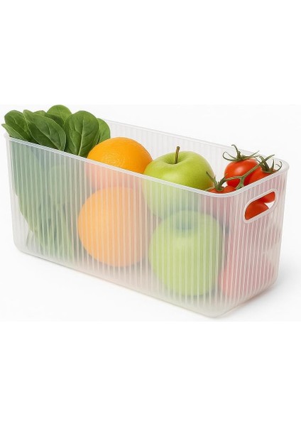 Şeffaf Buzdolabı Düzenleyici Plastik Sepet - 36X16X12 cm Pratik ve Şık Saklama Çözümü Dolap Organizer Çok Amamçlı Raf Dolap Tezgah Düzenleyici