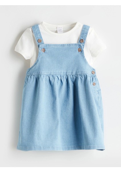 Lcw Baby Mavi Kız Bebek Jean Elbise ve Bluz 2'li fiyatları