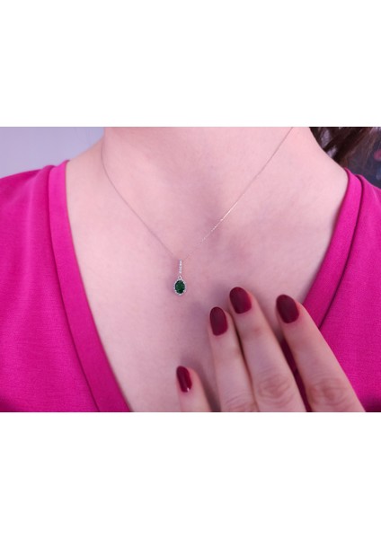 Oval Zümrüt Ve Pırlanta Taşlı Kolye 0403P0005 fiyatları