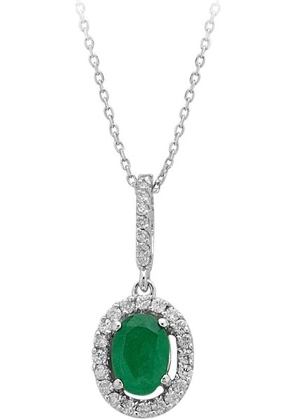 Oval Zümrüt Ve Pırlanta Taşlı Kolye 0403P0005 modelleri