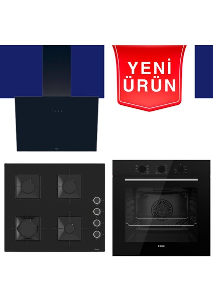 & Hoover Dark Elegance Siyah Ankastre Set ( QBL62CS + SS205 + HDG6C1GBTK )