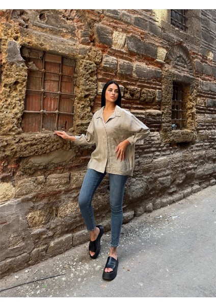 Haki Cepli Viskon-Polyester Düşük Gömlek modelleri