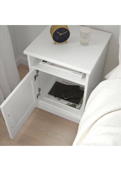 Songesand Komodin 42 x 40 cm Beyaz Kapaklı Kablo Çıkışlı Dolap