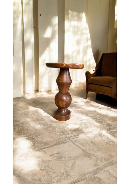 Açık Ceviz Renk Tekli Mantar Yan Sehpa – El Yapımı Doğal Ahşap fiyatları