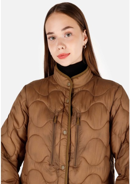 Regular Fit Dik Yaka Kadın Kahverengi Mont fırsatları