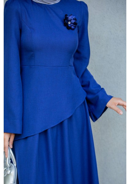 Rise Keten Broşlu Bluz Etek Takım-Laci fiyatları