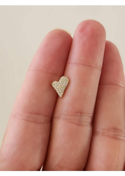 Kalp Zirkon Taşlı Model Kıkırdak Tragus Helix Piercing Gold Altın Renk Küpe fiyatları
