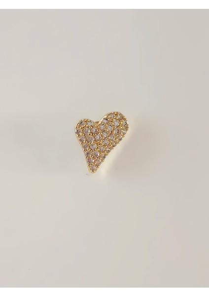 Kalp Zirkon Taşlı Model Kıkırdak Tragus Helix Piercing Gold Altın Renk Küpe modelleri