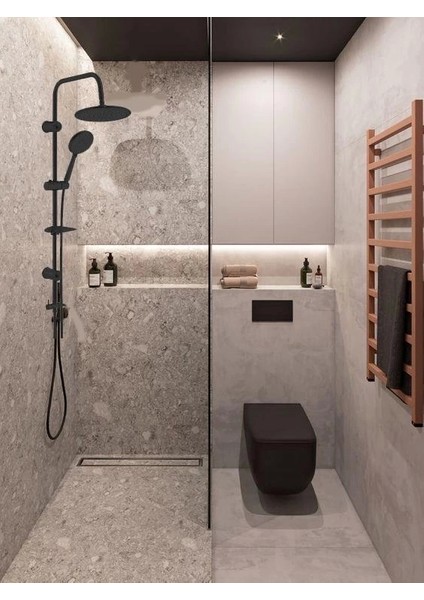 Ar Acuba Duş Kolonu Seti 3 Fonksiyonlu Mat Siyah modelleri