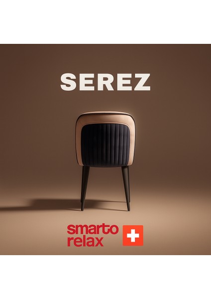 Serez 2’li Sandalye Seti — Siyah Ahşap Ayaklı, Krem