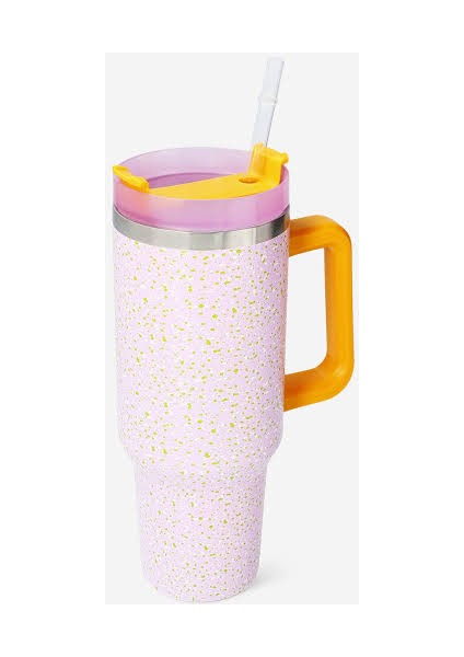 Çiçek Bahçesi Quencher Tumbler | 40 Oz (1,18 Lt) Pipetli Quencher Termos