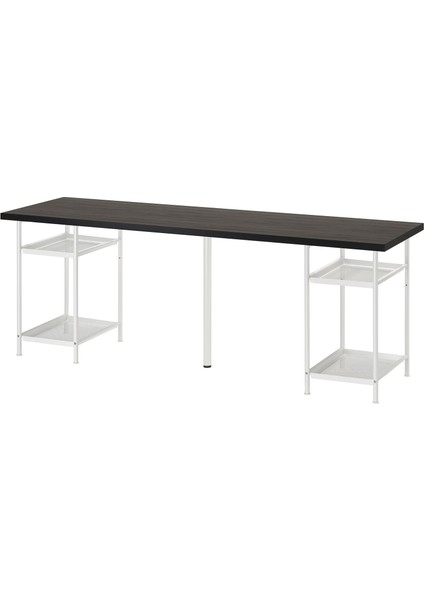 Lagkapten Spand Çalışma Masası 200 x 60 cm Venge Beyaz Kablo Düzenleyicili
