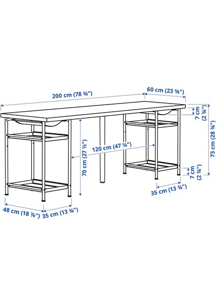 Lagkapten Spand Çalışma Masası 200 x 60 cm Venge Beyaz Kablo Düzenleyicili indirimleri