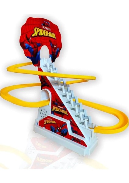 Dön Dolaş Müzikli Işıklı 3 Örümcek Adamlı Oyuncak Seti Merdivenden Kayan Spider Man modelleri
