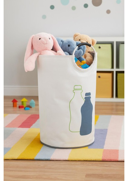 Gbmotion 69 Litre Modern Polyester Oyuncak & Geri Dönüşüm Sepeti – Alüminyum Kulplu, Katlanabilir Tasarım, 38X38X72 cm