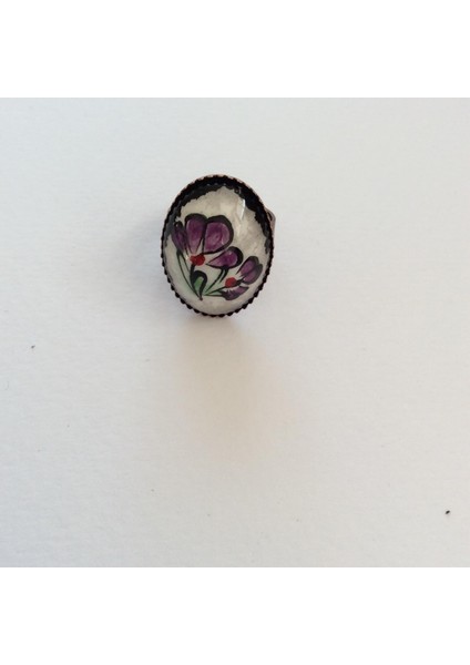 Mor Çiçek Figürlü Çini Yüzük fiyatları