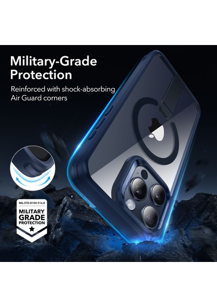 Iphone 15 Pro Max Halolock Magsafe Boost Flick Standlı Kılıf Dark Blue