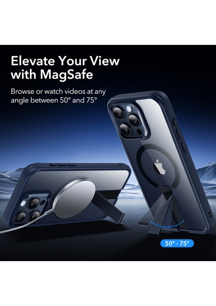 Iphone 15 Pro Max Halolock Magsafe Boost Flick Standlı Kılıf Dark Blue