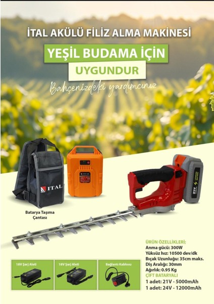 Ital Üzüm ve Fındık Filizi ve Işkın Alma Makinası . (Yeşil Budama ) ITH350A