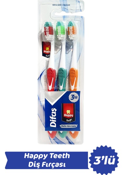 Teeth 3 Lü Diş Fırçası - Orta Sert