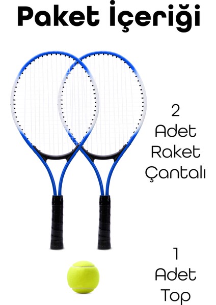 3lü Set Deluxe 21 Inç Çocuk Genç Tenis Raketi Seti Çantalı Çocuk Tennis L2 Grip 53 cm Mavi 670 modelleri
