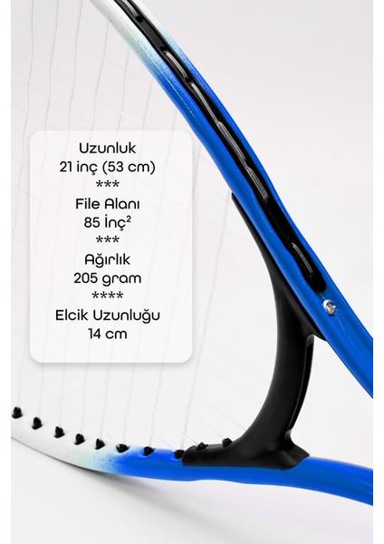 3lü Set Deluxe 21 Inç Çocuk Genç Tenis Raketi Seti Çantalı Çocuk Tennis L2 Grip 53 cm Mavi 670 fırsatları