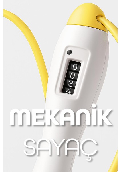 Atlama Ipi Uzunluk Ayarlanabilir Mekanik Sayaçlı Ayarlı Göstergeli Atlama Ipi Jump Rope Sarı 5006 modelleri