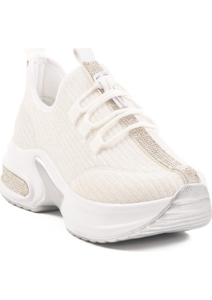 702322 Z Beyaz Kadın Taşlı Günlük Ayakkabı