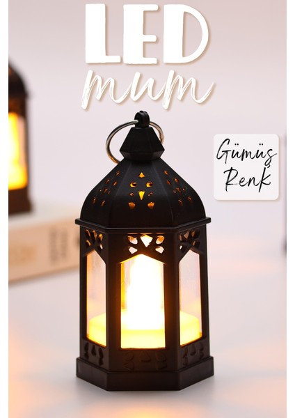LED Mum Retro Sokak Lambası Tip Dumansız Pilli Alevli Dekoratif Yapay Mum Işıldak Siyah 1036-5 fiyatları
