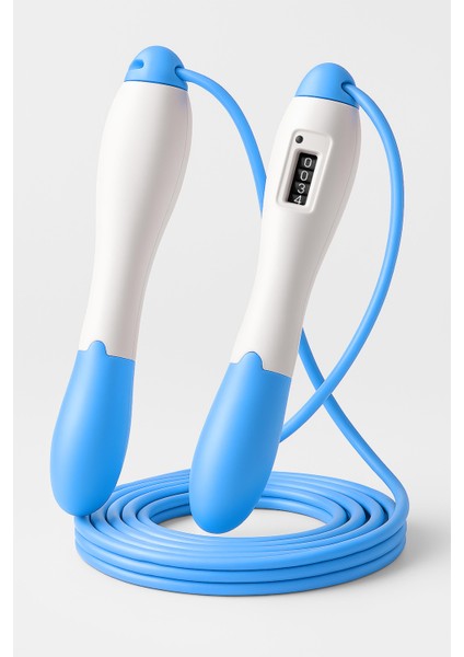 Atlama Ipi Uzunluk Ayarlanabilir Mekanik Sayaçlı Ayarlı Göstergeli Atlama Ipi Jump Rope Mavi 5006