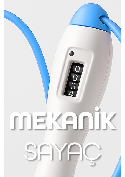 Atlama Ipi Uzunluk Ayarlanabilir Mekanik Sayaçlı Ayarlı Göstergeli Atlama Ipi Jump Rope Mavi 5006 modelleri