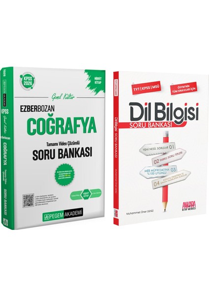 Pegem Kpss Ezberbozan Coğrafya ve Akm Dil Bilgisi Soru Bankası Seti 2 Kitap