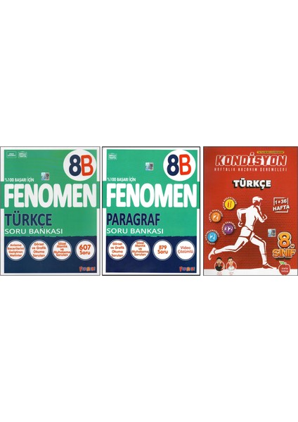 Fenomen 8. Sınıf 8b Türkçe+Paragraf+Newton Türkçe Kondisyon (3 Kitap)