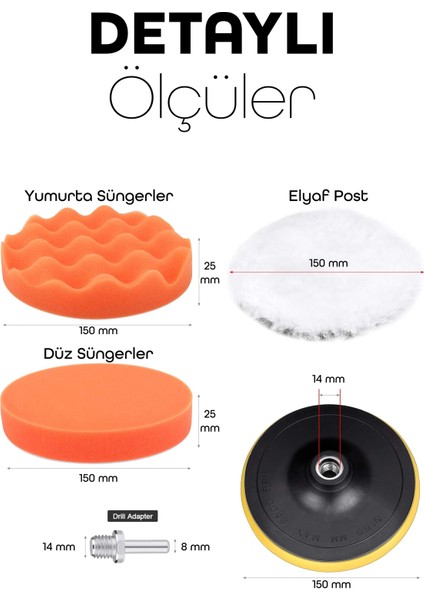 Büyük Boy 11 Parça 150MM Pasta Cila Polisaj Süngeri Seti Matkap Uyumlu Pasta Cila Parlatma Pedi Seti fırsatları