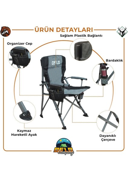 Lüks 4'lü Kamp Sandalye Seti Gri fiyatları