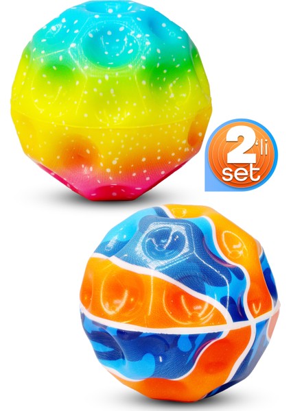 2li Yükseğe Zıplayan Top Galaksi Uzay Ay Topu Aşırı Zıplayan Bahçe Oyuncağı Basket Gökkuşağı