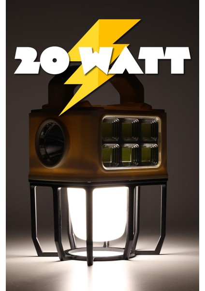 3 Modlu Şarjlı Kamp Lambası Solarlı 20 Watt LED Işık El Feneri Portatif Işıldak Gece Lamba PR9802B fırsatları