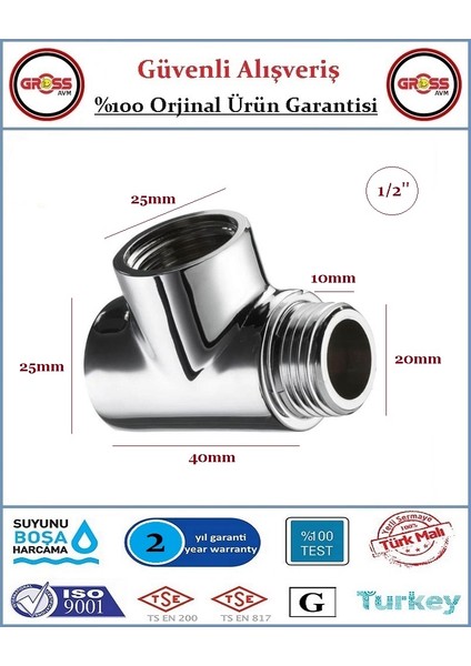 1/2'' Delikli Te Uzatma - Hat Alma Prinç Te fiyatları