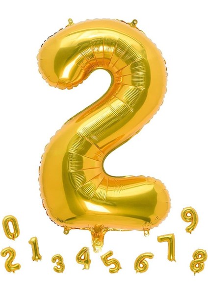 Rakam Folyo Balon 2 Altın Renk 100 cm - 40"