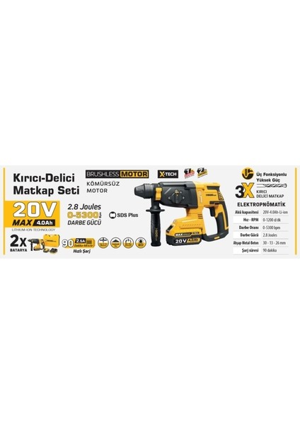 5521 Şarjlı Kırıcı Delici Matkap Seti 20 Volt 4 Ah Kömürsüz Motor fiyatları